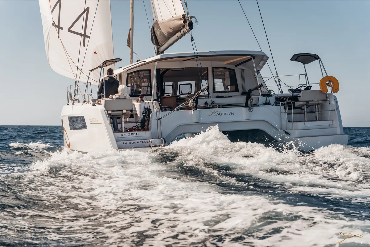 RINASCITA, a Nautitech 44 Open catamaran at es Jonquet, Spain