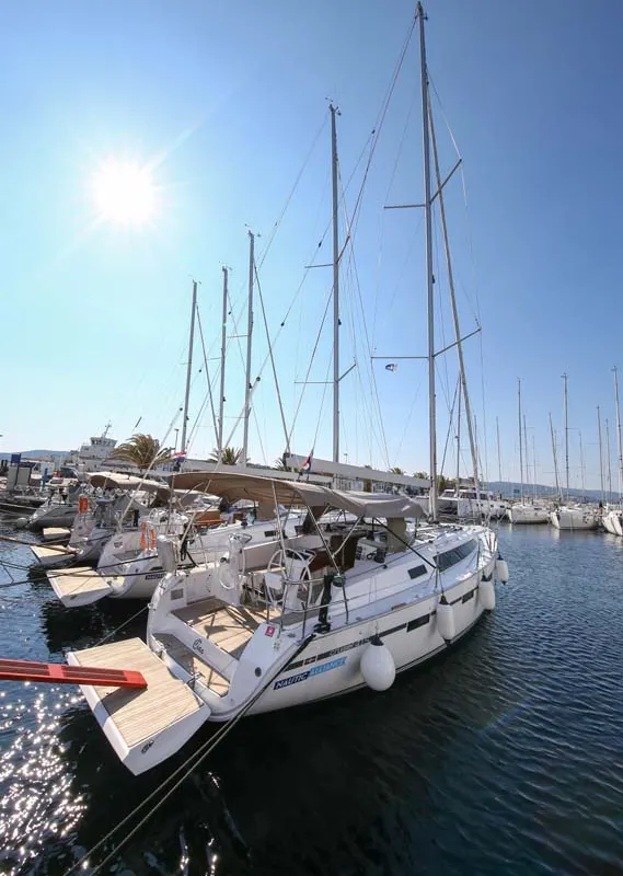Exterior view of Ciao (17), a Bavaria Cruiser 41S sailboat at Murter, Croatia
