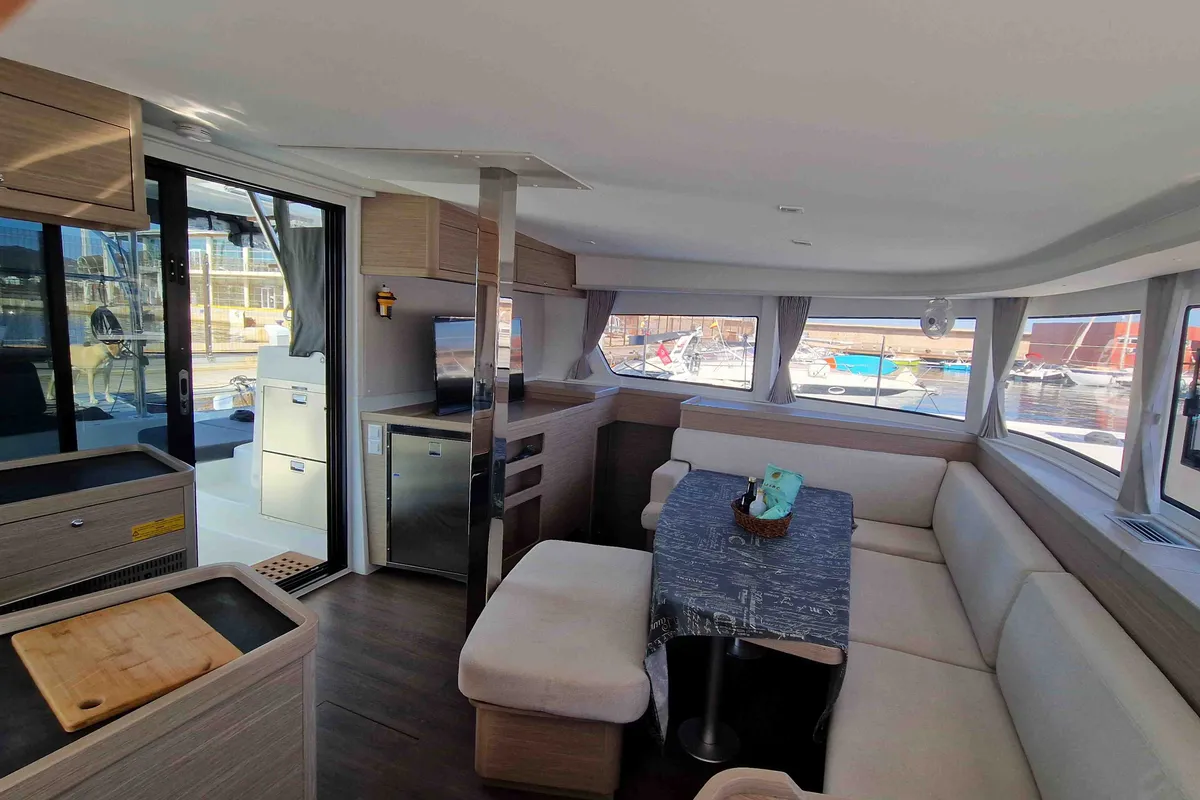 Salon of Hanselli, a Lagoon 42 catamaran at Alameda, United States