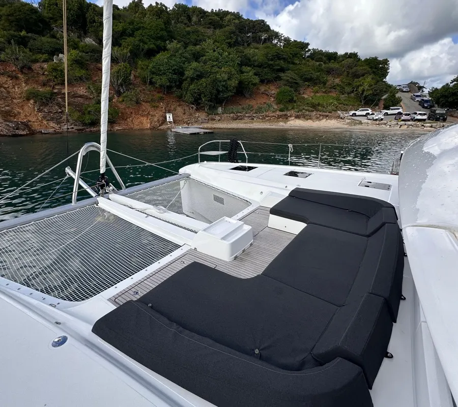 Deck of Maui, a Lagoon 55 catamaran at St. George's, Grenada