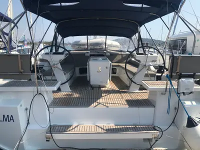 Cockpit of Salma, a Beneteau Oceanis 51.1 sailboat at Seget Donji, Croatia