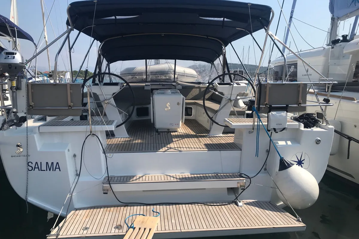 Cockpit of Salma, a Beneteau Oceanis 51.1 sailboat at Seget Donji, Croatia