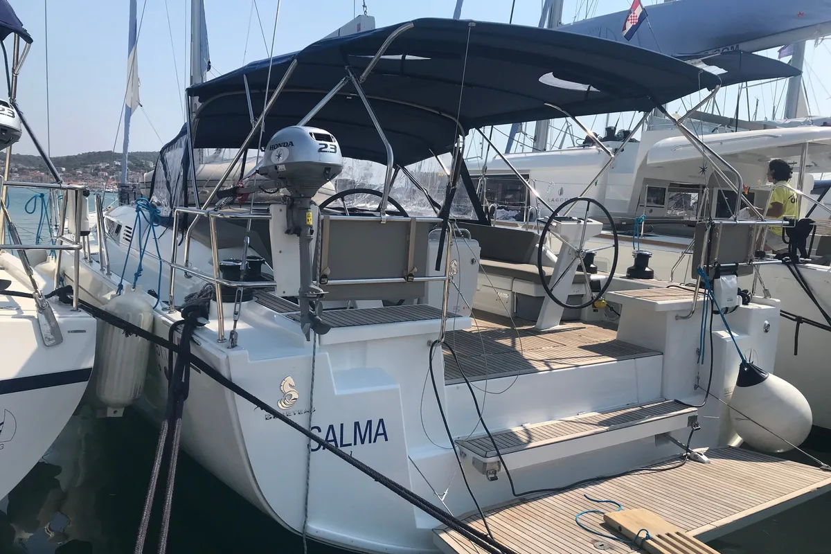 Exterior view of Salma, a Beneteau Oceanis 51.1 sailboat at Seget Donji, Croatia