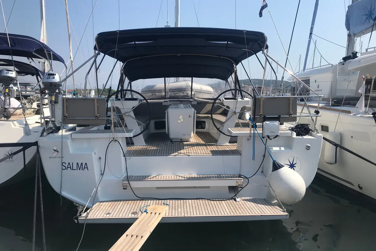Exterior view of Salma, a Beneteau Oceanis 51.1 sailboat at Seget Donji, Croatia