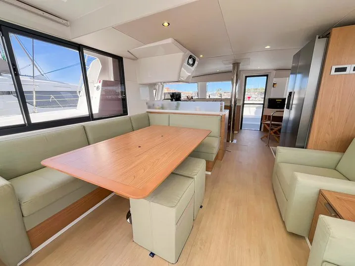 Salon of Obiwan, a Bali 4.4 catamaran at Hyères, France
