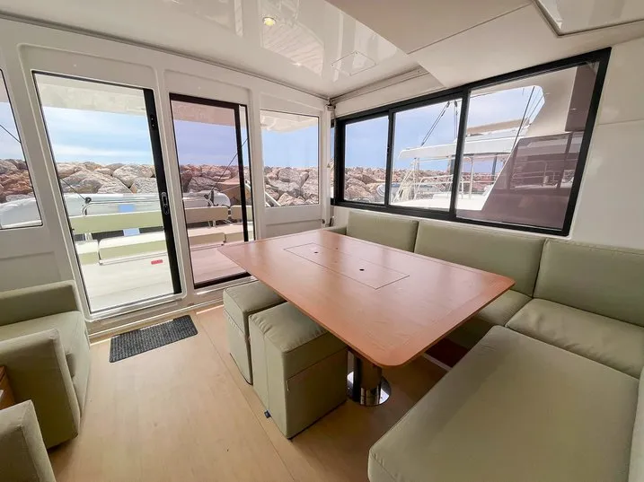 Salon of Obiwan, a Bali 4.4 catamaran at Hyères, France