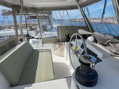 Cockpit of Obiwan, a Bali 4.4 catamaran at Hyères, France