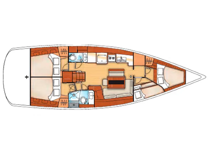 Floor plan of Sifnos 46.1, a Beneteau Oceanis 46 sailboat at Athens, Greece