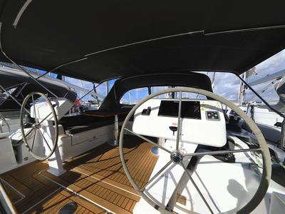 Cockpit of Poseidon, a Hanse 508 sailboat at Grad Biograd na Moru, Croatia