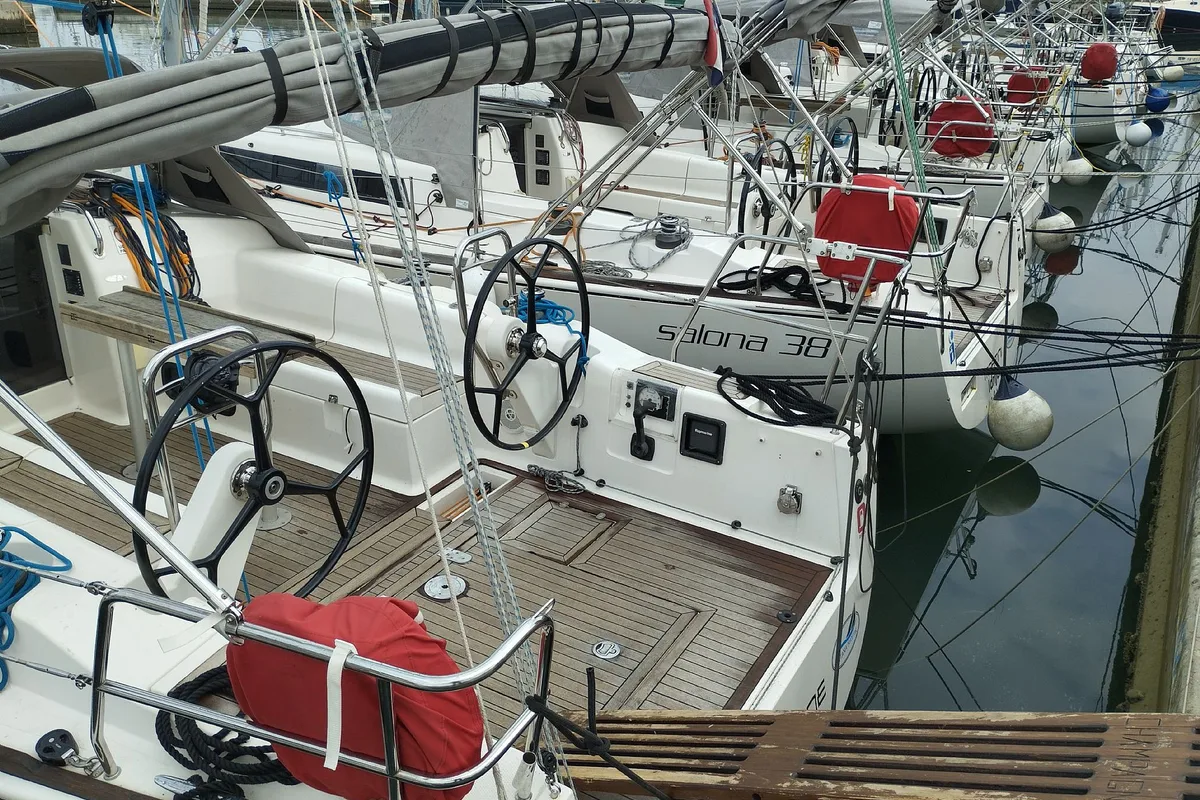 Deck of Rum, a AD Boats Salona 38 sailboat at Izola / Isola, Slovenia