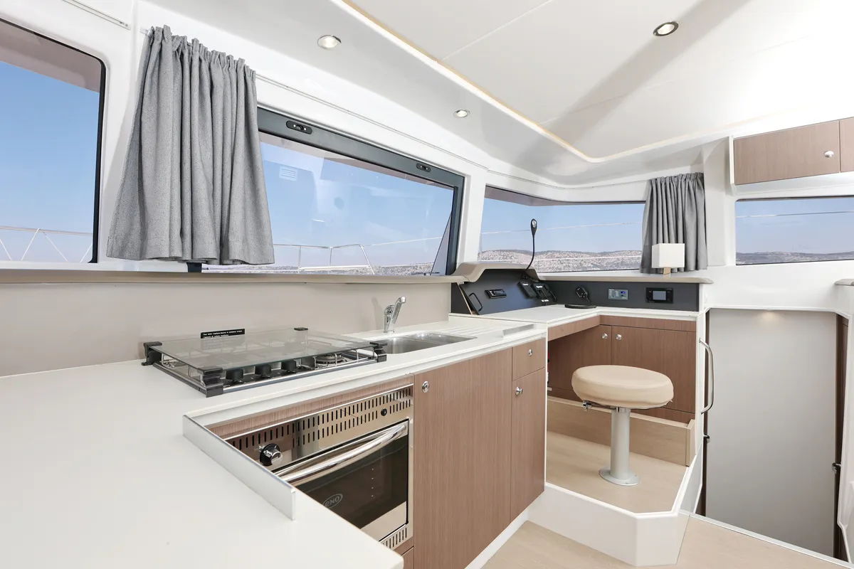Galley of Sourire, a Bali 4.1 catamaran at Grad Šibenik, Croatia