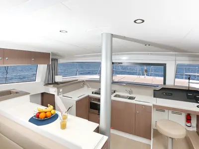 Galley of Sourire, a Bali 4.1 catamaran at Grad Šibenik, Croatia