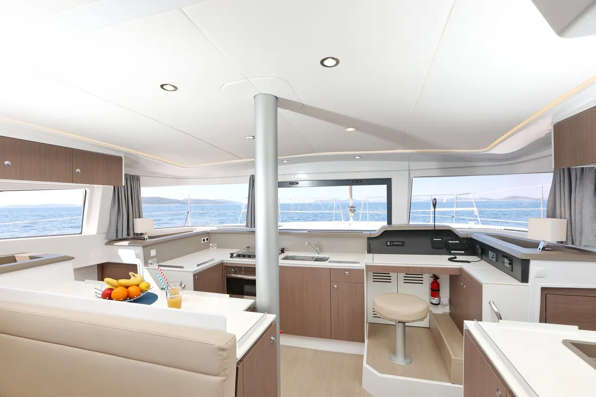 Galley of Sourire, a Bali 4.1 catamaran at Grad Šibenik, Croatia