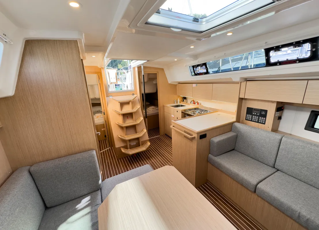 Salon of Arinna, a Bavaria C38 sailboat at Fethiye, Turkey