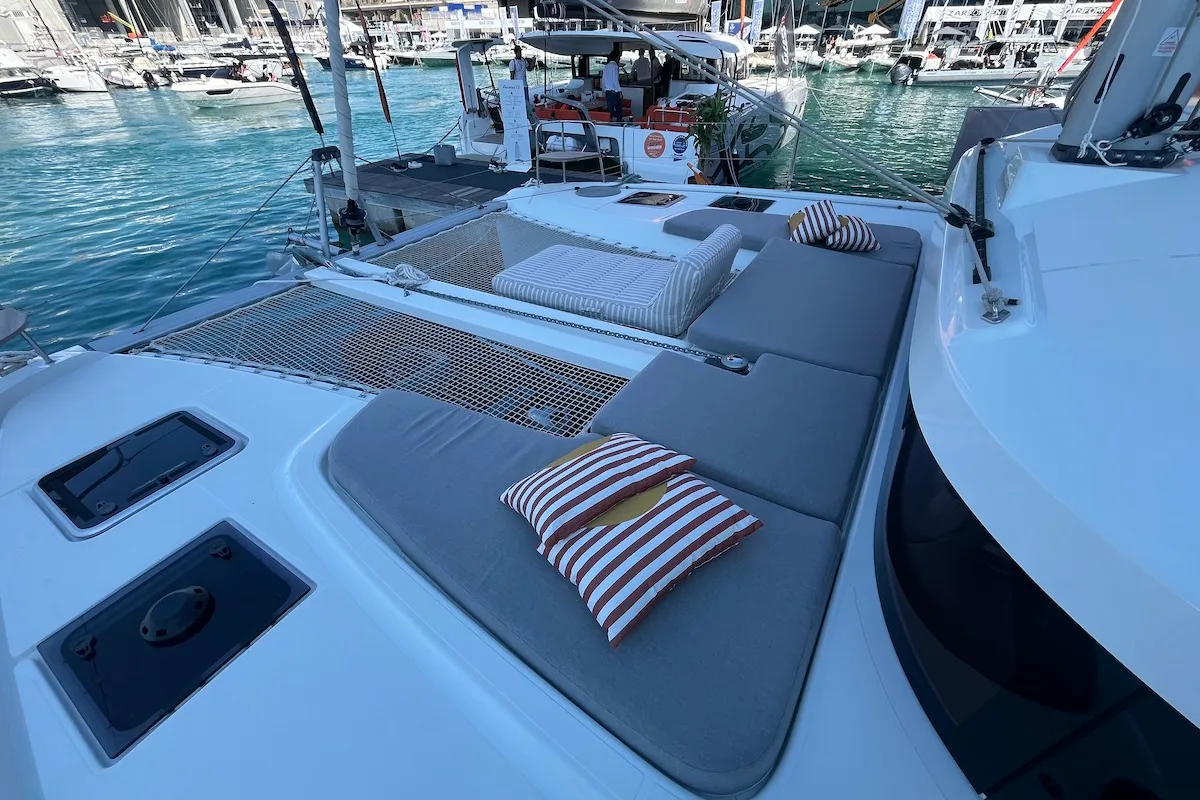 Deck of Why Not 22, a Lagoon 38 catamaran at Municipal Unit of Lefkada, Greece
