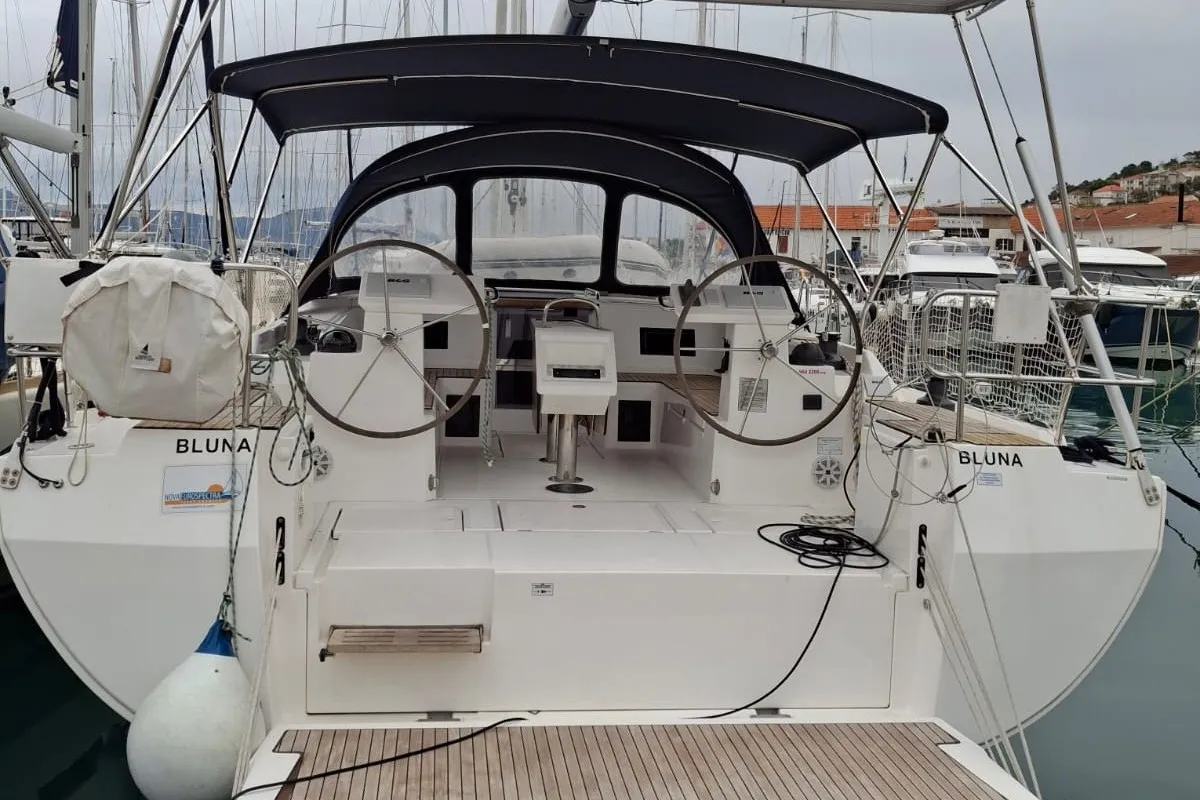Bluna, a Bavaria C45 sailboat at Grad Šibenik, Croatia