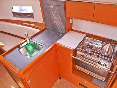 Galley of Dynamene, a Jeanneau Sun Odyssey 349 sailboat at Volos, Greece