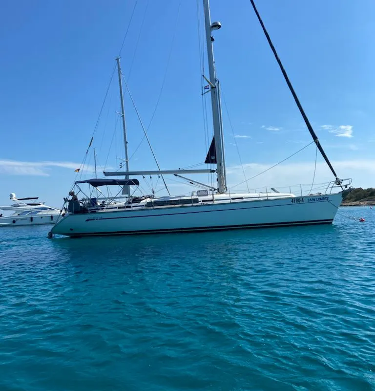 Exterior view of Lady Liberty, a Bavaria 49 sailboat at Grad Pula, Croatia