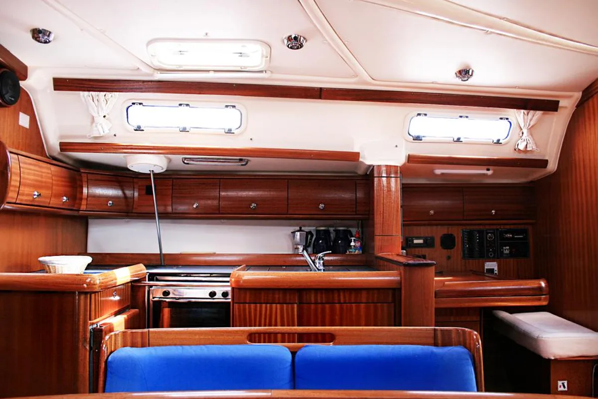 Galley of Lady Liberty, a Bavaria 49 sailboat at Grad Pula, Croatia