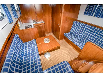 Salon of Mar De Coral, a Sasga Yachts Menorquin Yacht 100 motorboat at Sitges, Spain