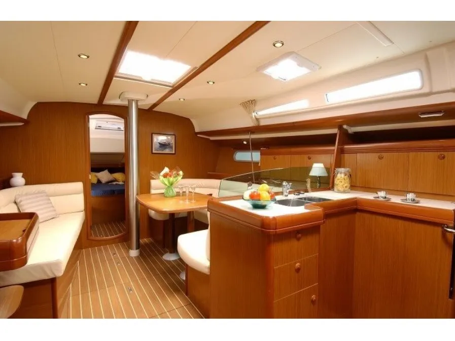 Salon of Black Pearl, a Jeanneau Sun Odyssey 42 i sailboat at Athens, Greece