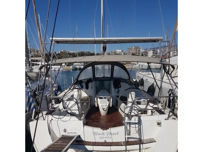 Exterior view of Black Pearl, a Jeanneau Sun Odyssey 42 i sailboat at Athens, Greece