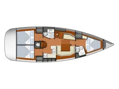 Floor plan of Black Pearl, a Jeanneau Sun Odyssey 42 i sailboat at Athens, Greece