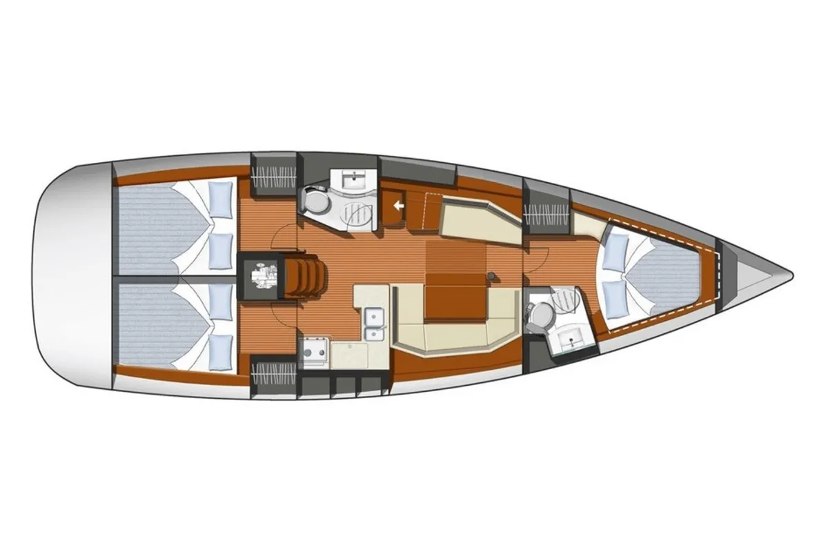 Floor plan of Black Pearl, a Jeanneau Sun Odyssey 42 i sailboat at Athens, Greece