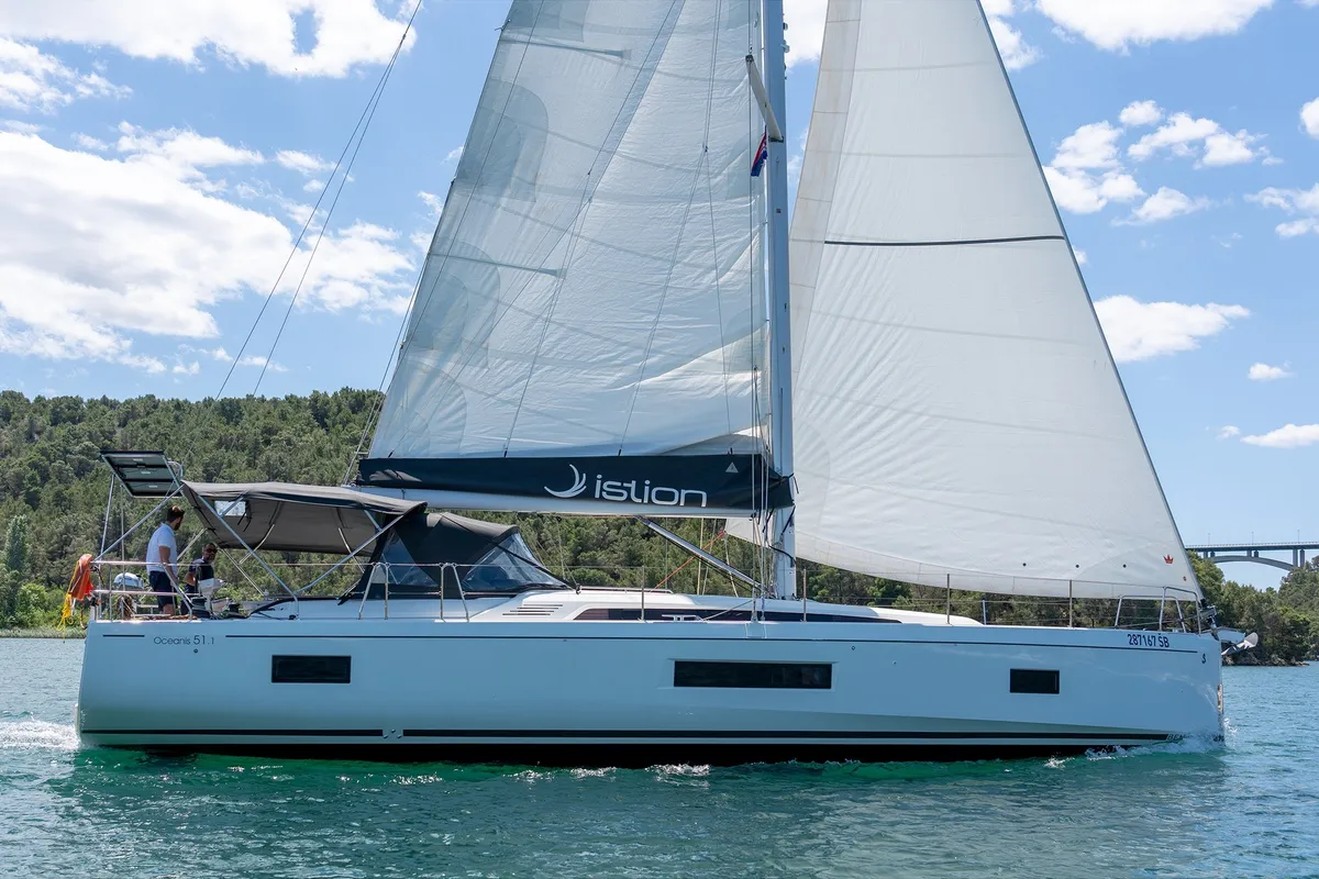 Exterior view of First Friendship, a Beneteau Oceanis 51.1 sailboat at Skradin, Croatia