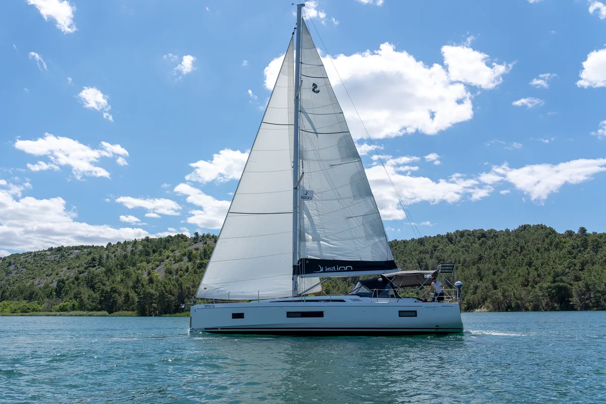 Exterior view of First Friendship, a Beneteau Oceanis 51.1 sailboat at Skradin, Croatia