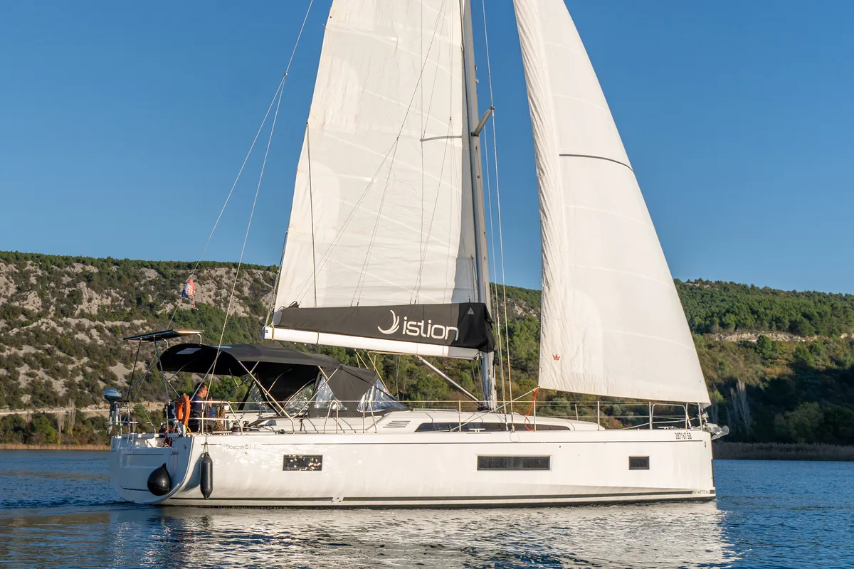 Exterior view of First Friendship, a Beneteau Oceanis 51.1 sailboat at Skradin, Croatia
