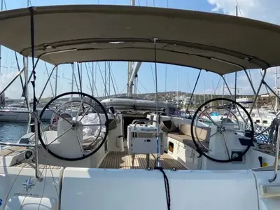 Maistros, a Jeanneau Sun Odyssey 519 sailboat at Palairos, Greece