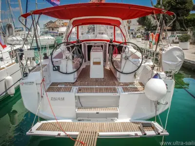 Cockpit of Dalmar, a Beneteau Oceanis 35 sailboat at Općina Medulin, Croatia