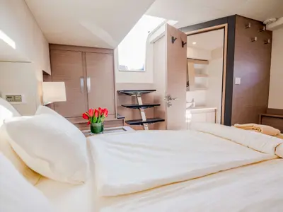 Astoria, a Fountaine Pajot Samana 59 catamaran at Piraeus, Greece