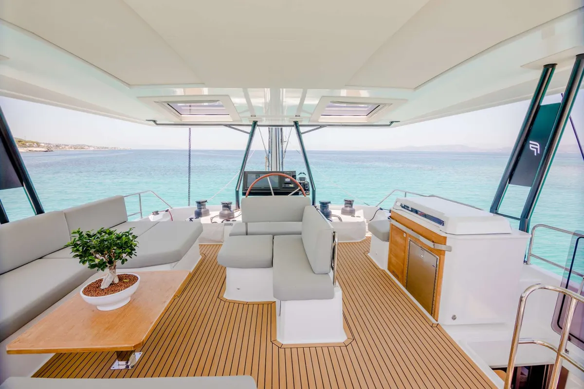 Astoria, a Fountaine Pajot Samana 59 catamaran at Piraeus, Greece