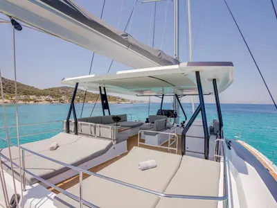 Astoria, a Fountaine Pajot Samana 59 catamaran at Piraeus, Greece