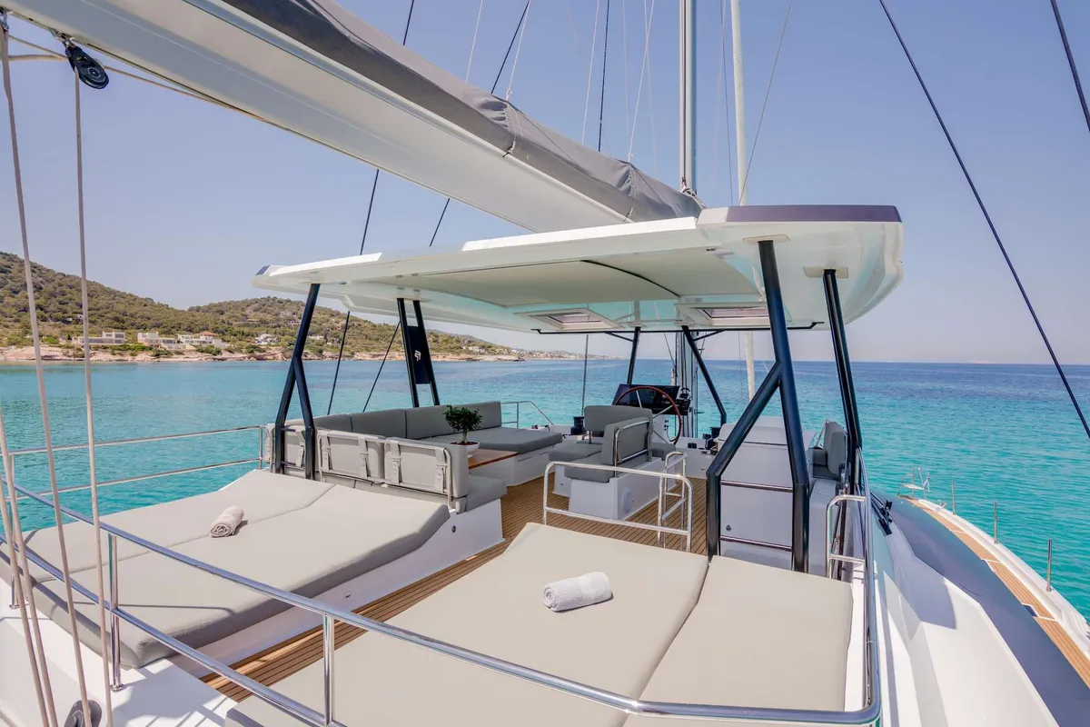 Astoria, a Fountaine Pajot Samana 59 catamaran at Piraeus, Greece