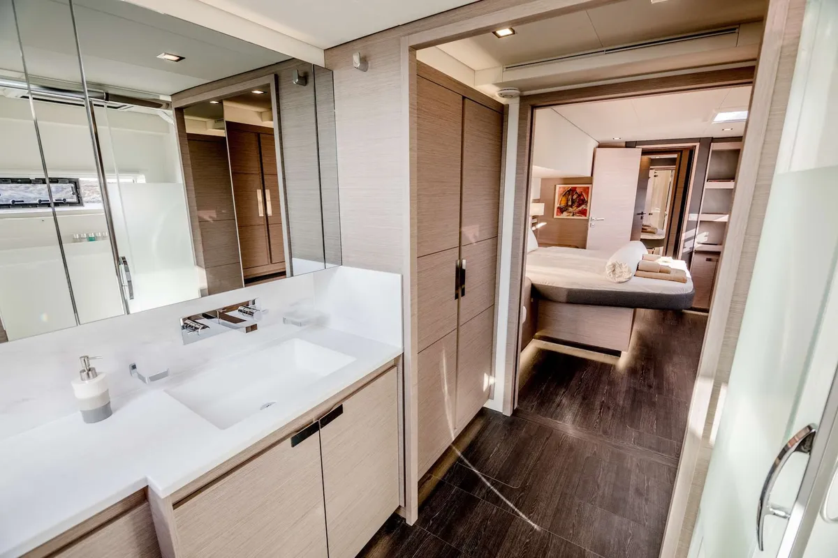 Astoria, a Fountaine Pajot Samana 59 catamaran at Piraeus, Greece