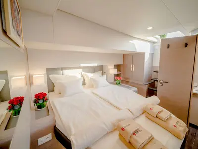 Astoria, a Fountaine Pajot Samana 59 catamaran at Piraeus, Greece