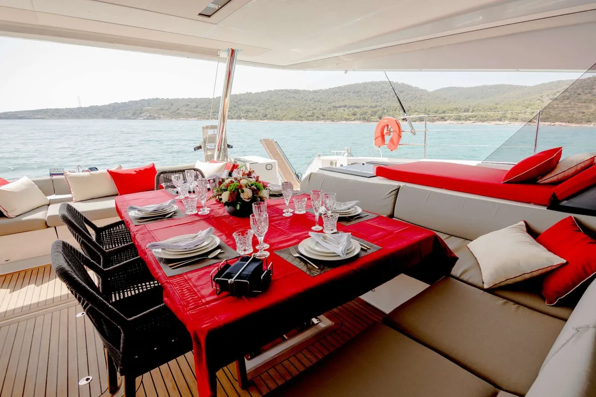 Astoria, a Fountaine Pajot Samana 59 catamaran at Piraeus, Greece
