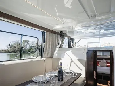 Salon of Liberty - Luxury 2, a Cygnet Liberty motorboat at Saint-Usage, France