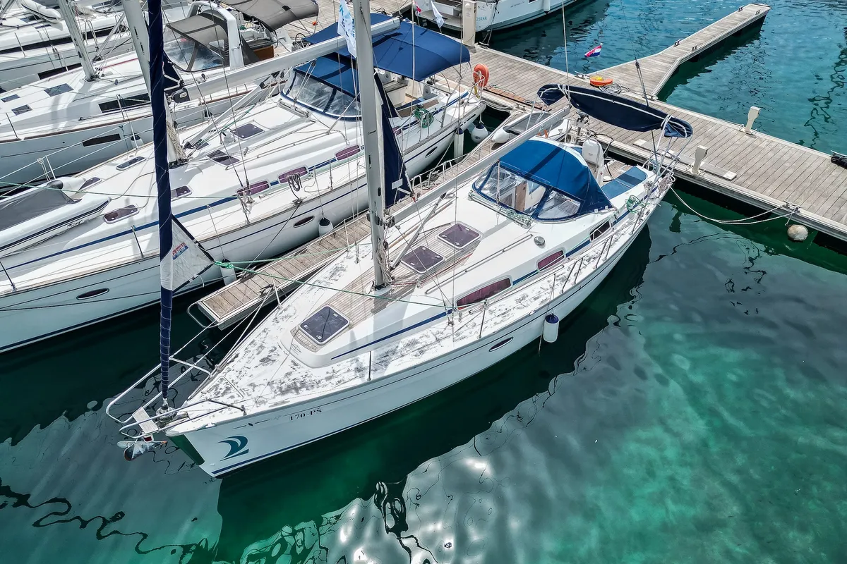 Skippy, a Bavaria 34 Cruiser sailboat at Primošten, Croatia
