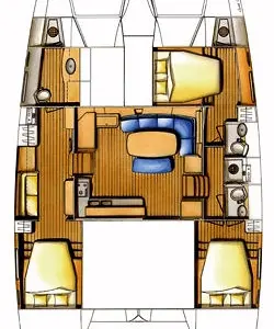 Floor plan of Akala, a Lagoon 420 catamaran at Road Town, British Virgin Islands