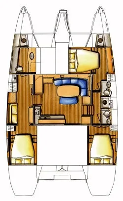 Floor plan of Akala, a Lagoon 420 catamaran at Road Town, British Virgin Islands