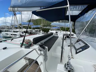 Cockpit of Summer, a Lagoon 450 F - 4 + 2 cab. catamaran at Parham Town, British Virgin Islands