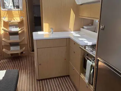 Galley of Casandra, a Bavaria Cruiser 46 Style sailboat at Palma de Mallorca, Spain