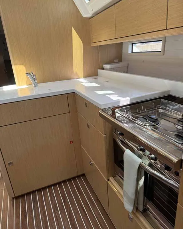 Galley of Casandra, a Bavaria Cruiser 46 Style sailboat at Palma de Mallorca, Spain