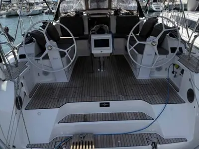 Cockpit of Casandra, a Bavaria Cruiser 46 Style sailboat at Palma de Mallorca, Spain