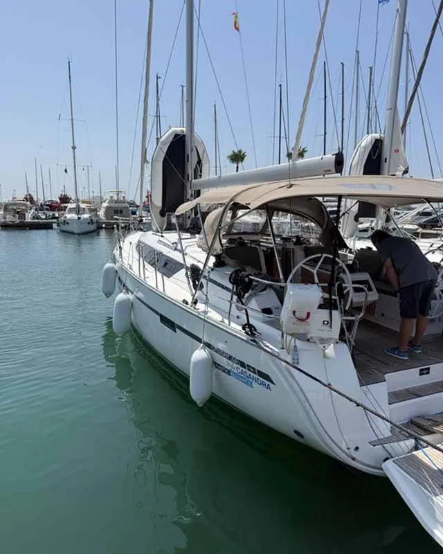 Exterior view of Casandra, a Bavaria Cruiser 46 Style sailboat at Palma de Mallorca, Spain