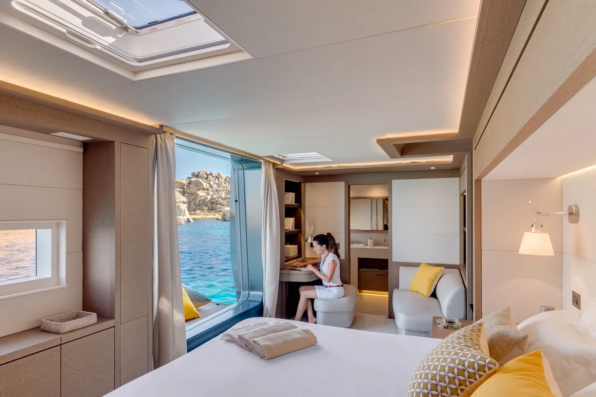 Cabin on La Desirade, a Lagoon Seventy 7 catamaran at Ajaccio, France